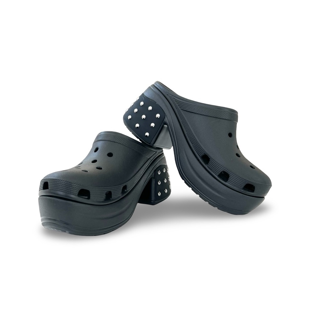 NEW Crocs Siren Platform Studded Heel Clog Black/Silver Women 13/ Men 11